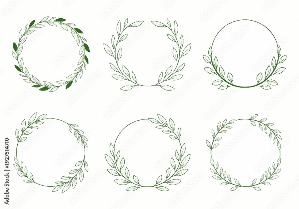 Fototapeta premium Elegant Leaf Wreaths for Natural and Organic Design Themes