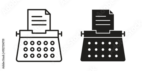Typewriter icon in editable style. Vector icon graphics
