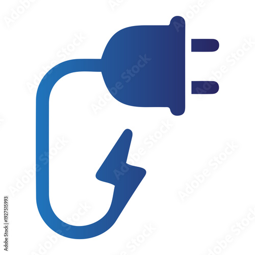 A blue electric plug with a lightning bolt icon representing power and energy