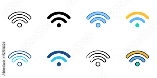 Wi Fi Signal icons set multiple style collection. Editable stroke 
