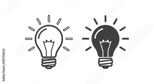 Vector illustration showcasing two lightbulb icons representing bright ideas and innovative solutions in a simple graphic design.