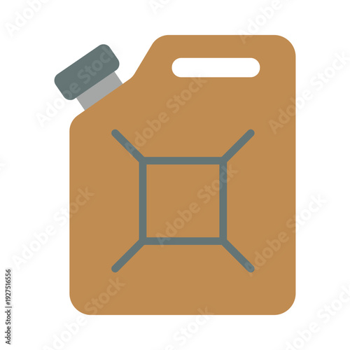 A flat illustration of a brown jerrycan with a gray cap