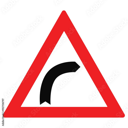 Sharp bend or turn to the right ahead on the road