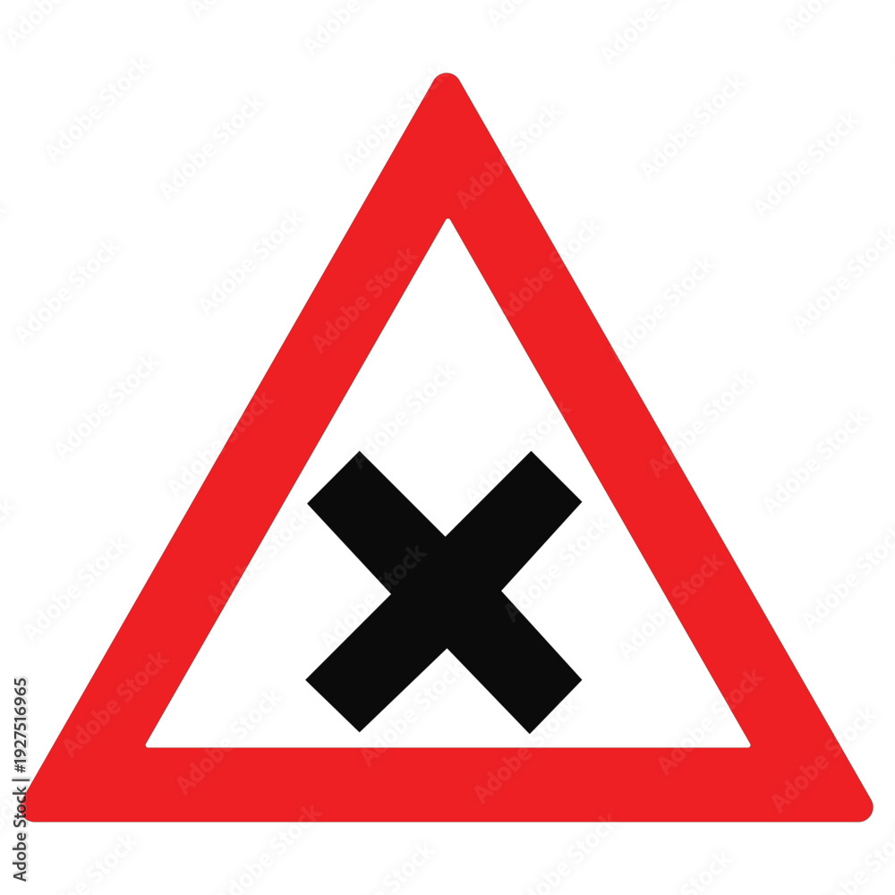 Obraz premium Traffic warning - unmarked intersection, road crossing
