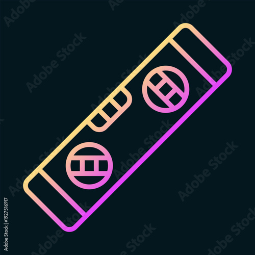 A spirit level with a gradient of yellow to pink