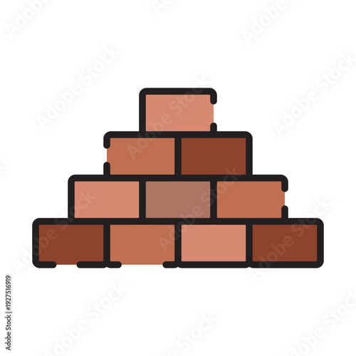 A stepped pyramidshaped stack of brown bricks with black outlines
