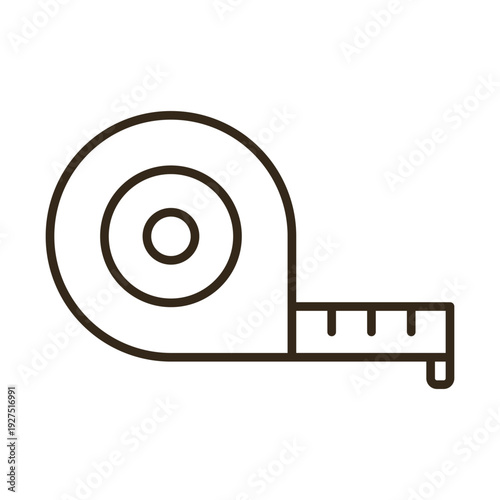 A tape measure icon in outline style