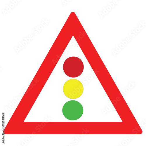 Traffic lights ahead warning road