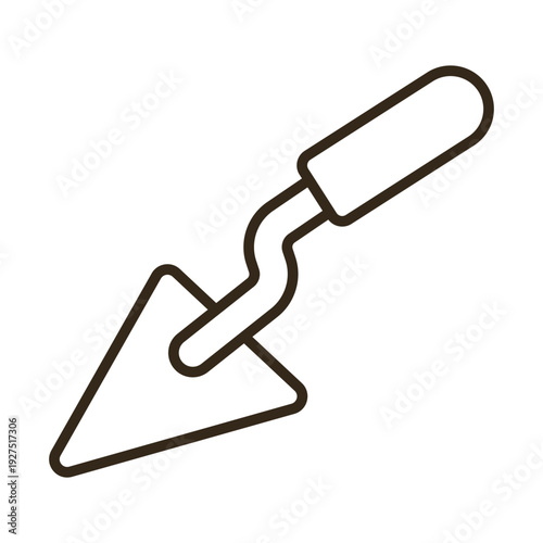 Outline drawing of a trowel on a white background
