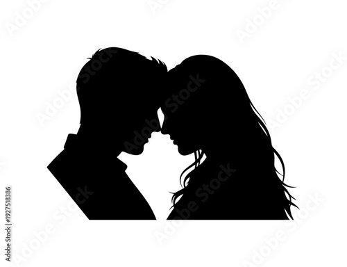 Romantic couple sharing tender moment in love silhouette