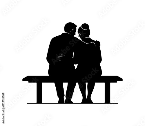 Couple sitting together on bench in intimate moment