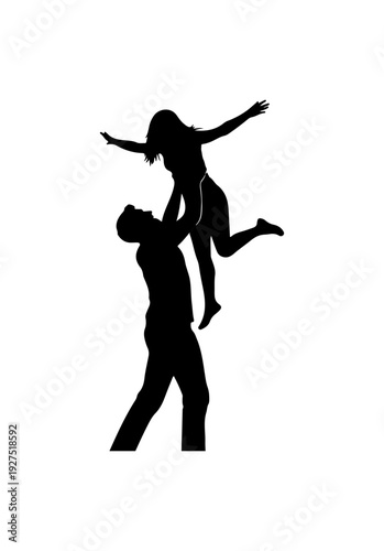 Couple celebrating with joyful lift in air together happily