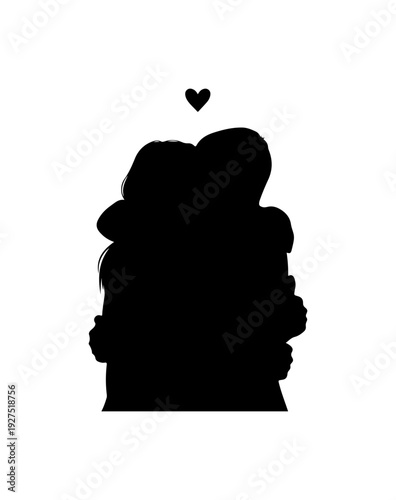 Loving couple sharing tender moment with heart above them