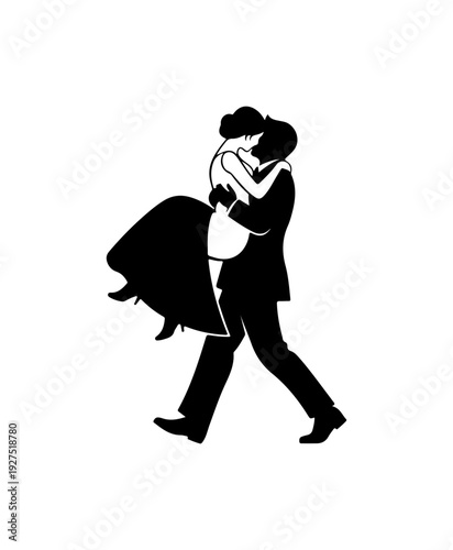 Romantic couple dancing together in elegant pose