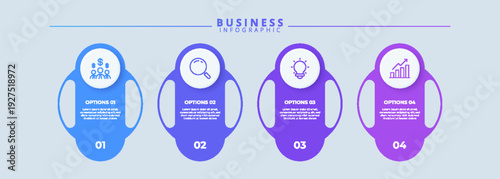 Infographic design with icons and 4 options or steps. Infographics for business concept. Can be used for presentations banner, workflow layout, process diagram, flow chart