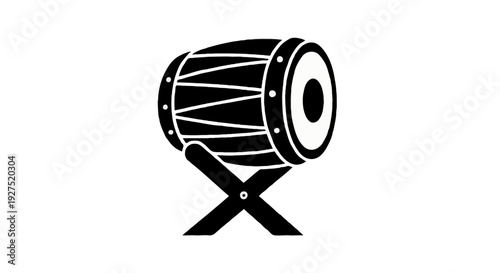 Solid black traditional bedug drum icon with simple stand structure