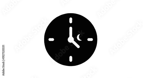 Solid black clock icon with small crescent detail symbolizing fasting time