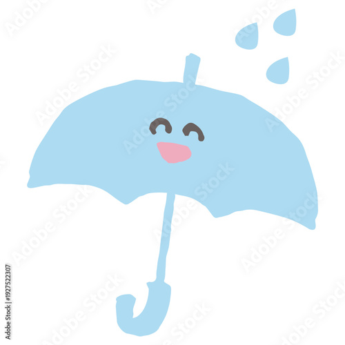 6月の園だよりに使いやすい シンプル手描き素材シリーズ｜笑顔の傘
June Newsletter Simple Hand-Drawn Material Series | Smiling Umbrella