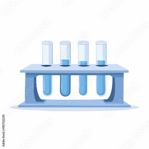Medical laboratory test tubes with blue liquid in a vector icon on isolated background for health and business concepts