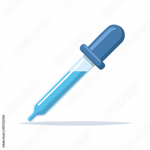 Medical dropper with blue liquid icon on isolated vector illustration for health and doctor nurse business