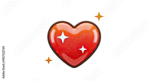 Sparkling Red Heart Icon with Stars