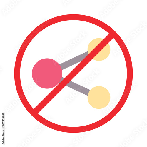 No Sharing Sign, Flat Share Prohibited Symbol Vector Illustration