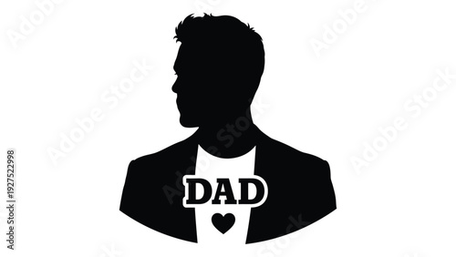 A silhouette of a man with dad written on his shirt isolated on white background, Vector