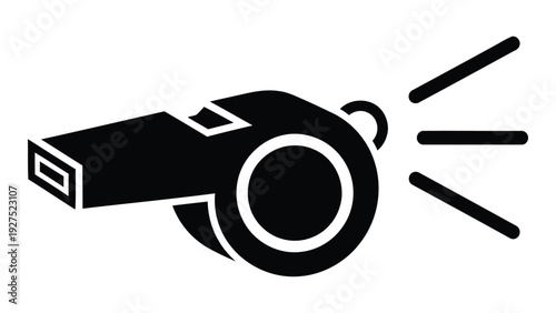A black and white image of a whistle isolated on white background, Vector