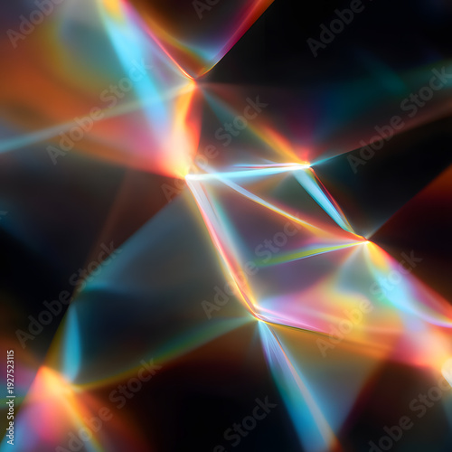abstract geometric structure with colorful light refraction effect