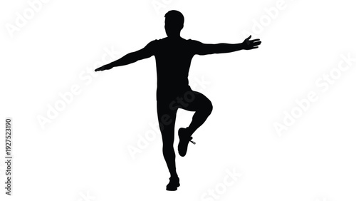 A person in motion with arms outstretched isolated on white background, Vector