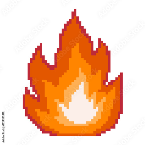 Rounded orange fire flame pixel art icon representing warm energy