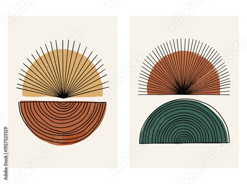 Obraz na plátně Vector illustration set of abstract backgrounds featuring spring trees with 3d r