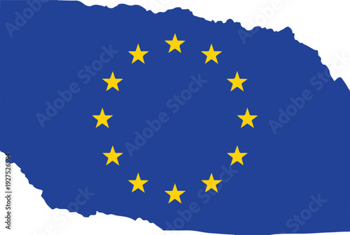 Distressed european union flag with torn edges