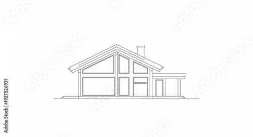 Simple House Elevation Drawing with Chimney.