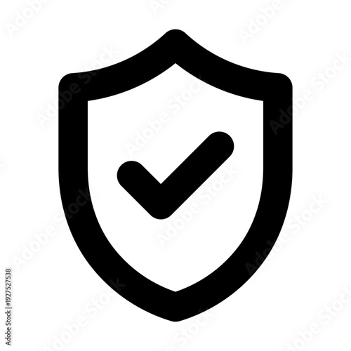 Shield and Checkmark Linear Vector Icon for Secure Protection. Verified Safety Symbol. 24 x 24 px pixel perfect, editable stroke