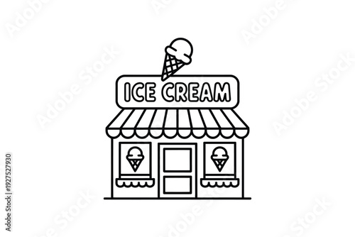 Ice cream shop icon with a colorful illustration of a sweet treat