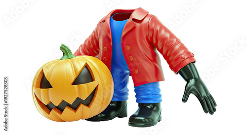 Headless Halloween Figure with Jack-o'-lantern