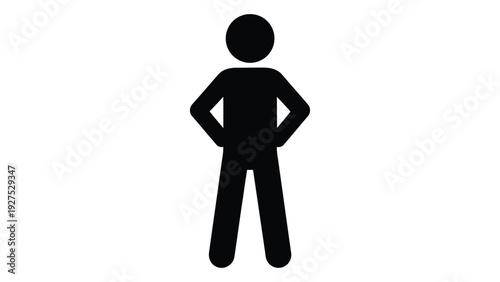 A simple black silhouette of a person standing isolated on white background, Vector