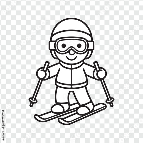 Skiing Cartoon A cheerful cartoon skier gliding down the slopes, embodying the joy and thrill of winter sports. 
