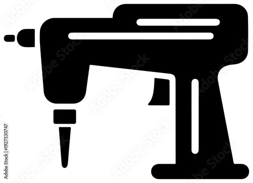 Black silhouette of a hot glue gun tool a versatile crafting and diy instrument isolated on a clean white background symbolizing creativity repair and construction projects