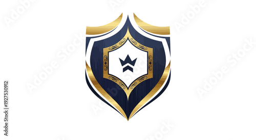 Luxury Shield Logo Design with Gold and Navy Blue Colors.