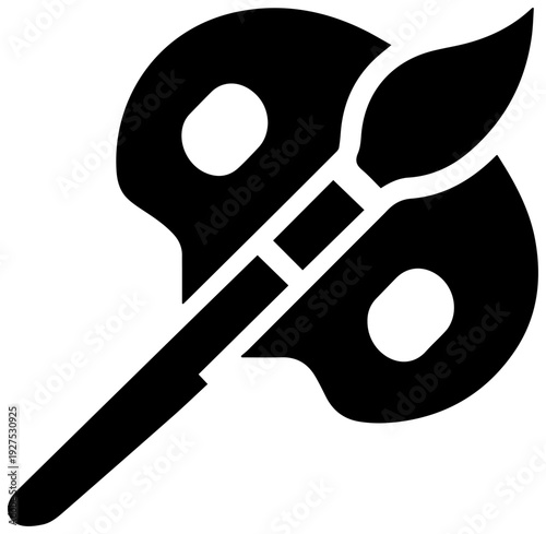 Artistic creation concept a clean modern black filled icon representing a painter's palette with a brush symbolizing creativity inspiration and artistic tools for design
