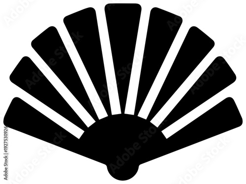 Black filled icon representing a color fan deck symbolizing creative choice palette selection and artistic inspiration for design and visual projects isolated on white background