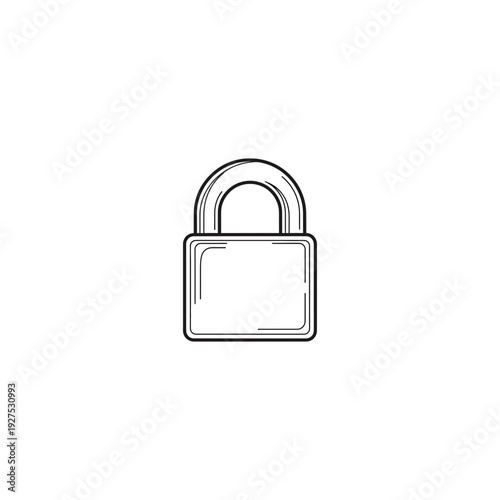 Simple Line Art Closed Padlock Icon for Security & Privacy