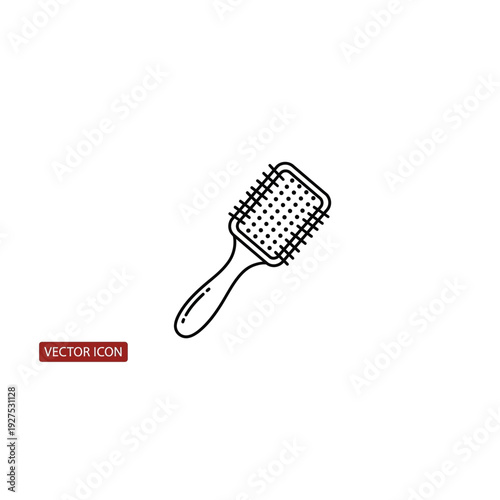 Square Paddle Hairbrush Line Art Illustration for Beauty and Salon