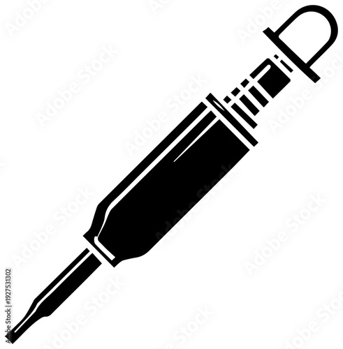 Black filled icon representing a welding electrode holder symbolizing metalworking construction and industrial craftsmanship with a clean modern graphic design suitable