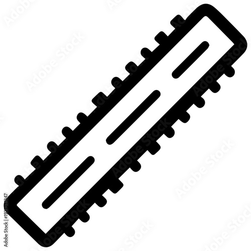 Simple black filled icon representing a straight stitch line with a clean modern aesthetic isolated on a white background symbolizing sewing and tailoring crafts