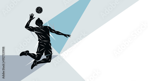 Dynamic Volleyball Player in Mid Air Silhouette.