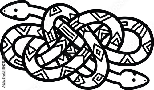 Intertwined Serpent Knot A Stylized Celtic Design Featuring Two Reptiles in a Complex, Symbolic Arrangement