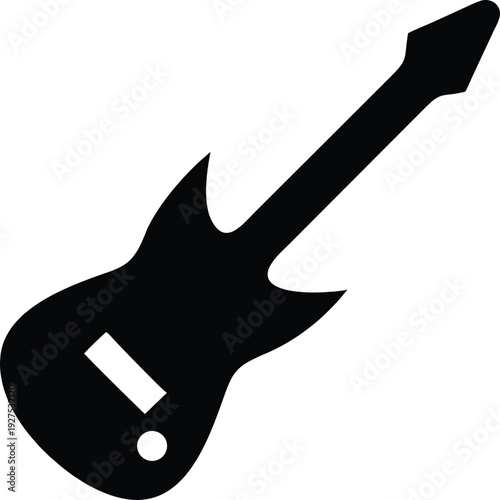 Solid black silhouette icon of an electric guitar with guitar with silhouette with icon